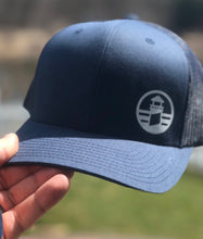 Load image into Gallery viewer, Light House Logo Navy Trucker Hat
