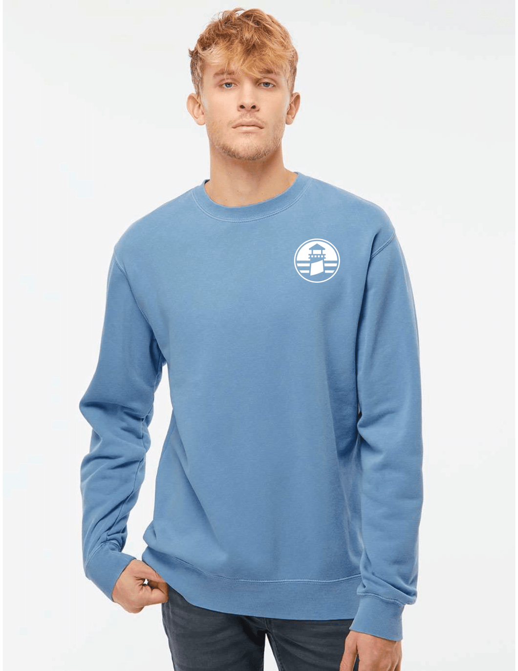 Lighthouse Crewneck Sweatshirt- Huron Blue